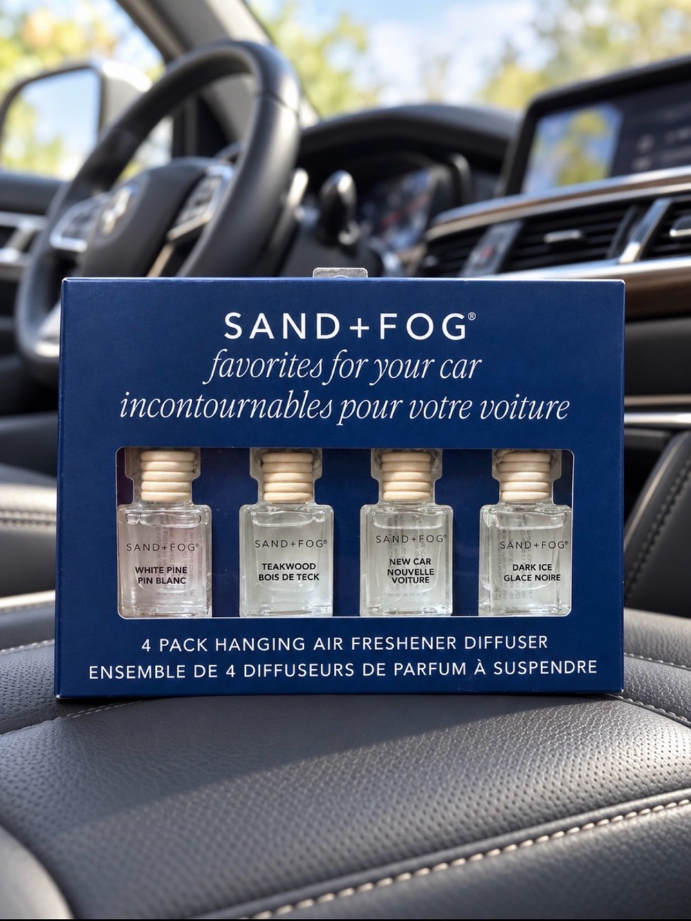 SAND+FOG Blue 4-Pack Hanging Car Air Freshener Diffuser